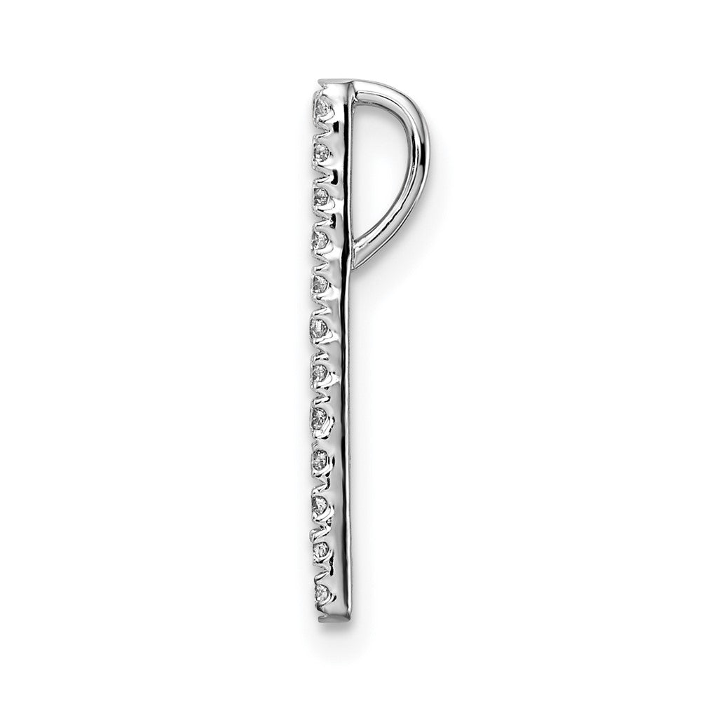 14K Weißgold Poliert Echt Diamant Bars Kette Anhänger