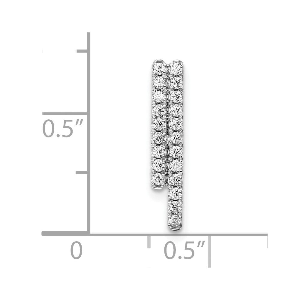 14K Weißgold Poliert Echt Diamant Bars Kette Anhänger