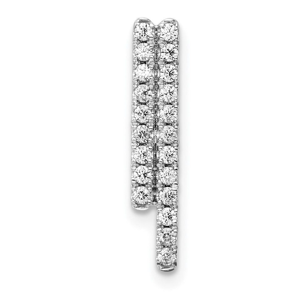 14K Weißgold Poliert Echt Diamant Bars Kette Anhänger