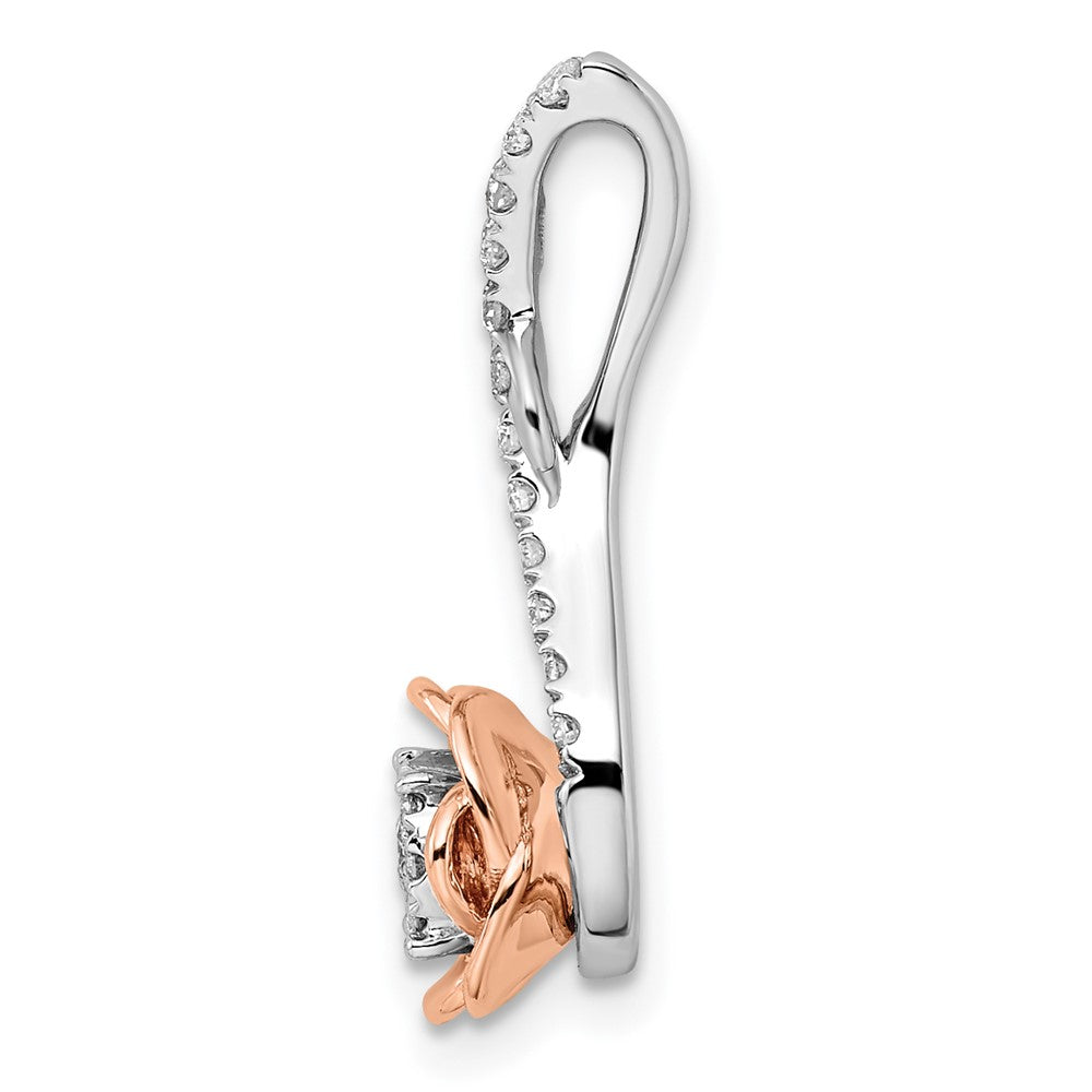 14K Weiß-/Roségold Zweifarbiger Gleitanhänger Rosé und Weiß mit 0,25 ct. Laborgezüchtetem Diamant VS/SI+ G+ an Rosé-Kette