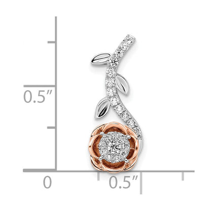 14K Weiß-/Roségold Zweifarbiger Gleitanhänger Rosé und Weiß mit 0,25 ct. Laborgezüchtetem Diamant VS/SI+ G+ an Rosé-Kette