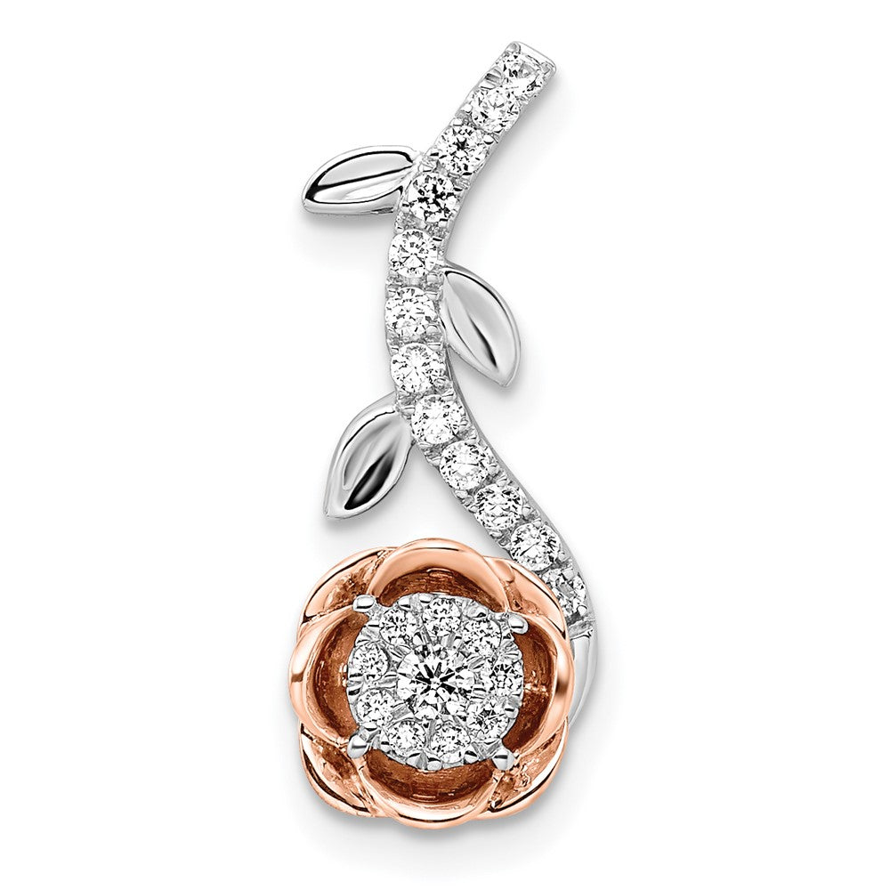 14K Weiß-/Roségold Zweifarbiger Gleitanhänger Rosé und Weiß mit 0,25 ct. Laborgezüchtetem Diamant VS/SI+ G+ an Rosé-Kette