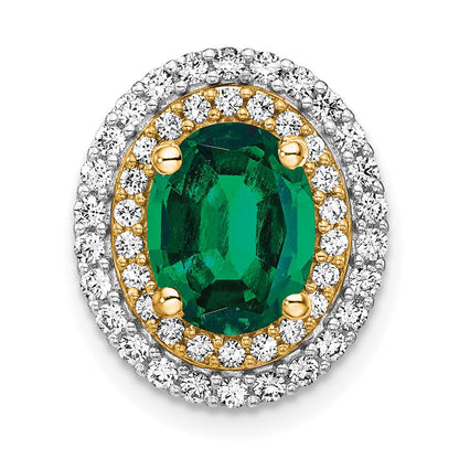 14 K Bicolor-Gold Anhänger mit echtem, im Labor gezüchtetem Diamant und synthetischem Smaragd