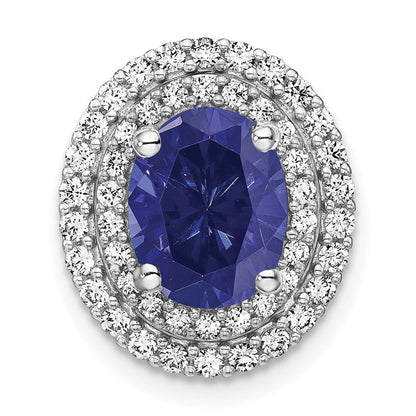 14K Weißgold Anhänger mit Lab Grown echtem Diamant und synthetischem Blauem Saphir