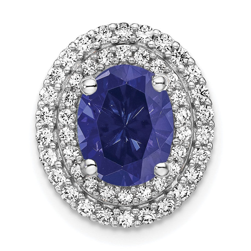 14K Weißgold Anhänger mit Lab Grown echtem Diamant und synthetischem Blauem Saphir