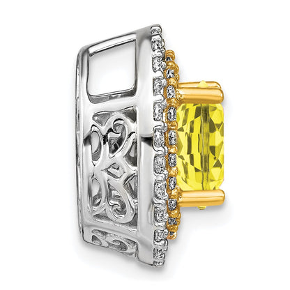 14K Bicolor-Gold Anhänger mit Labor-Diamant und Gelbem Zuchtsaphir