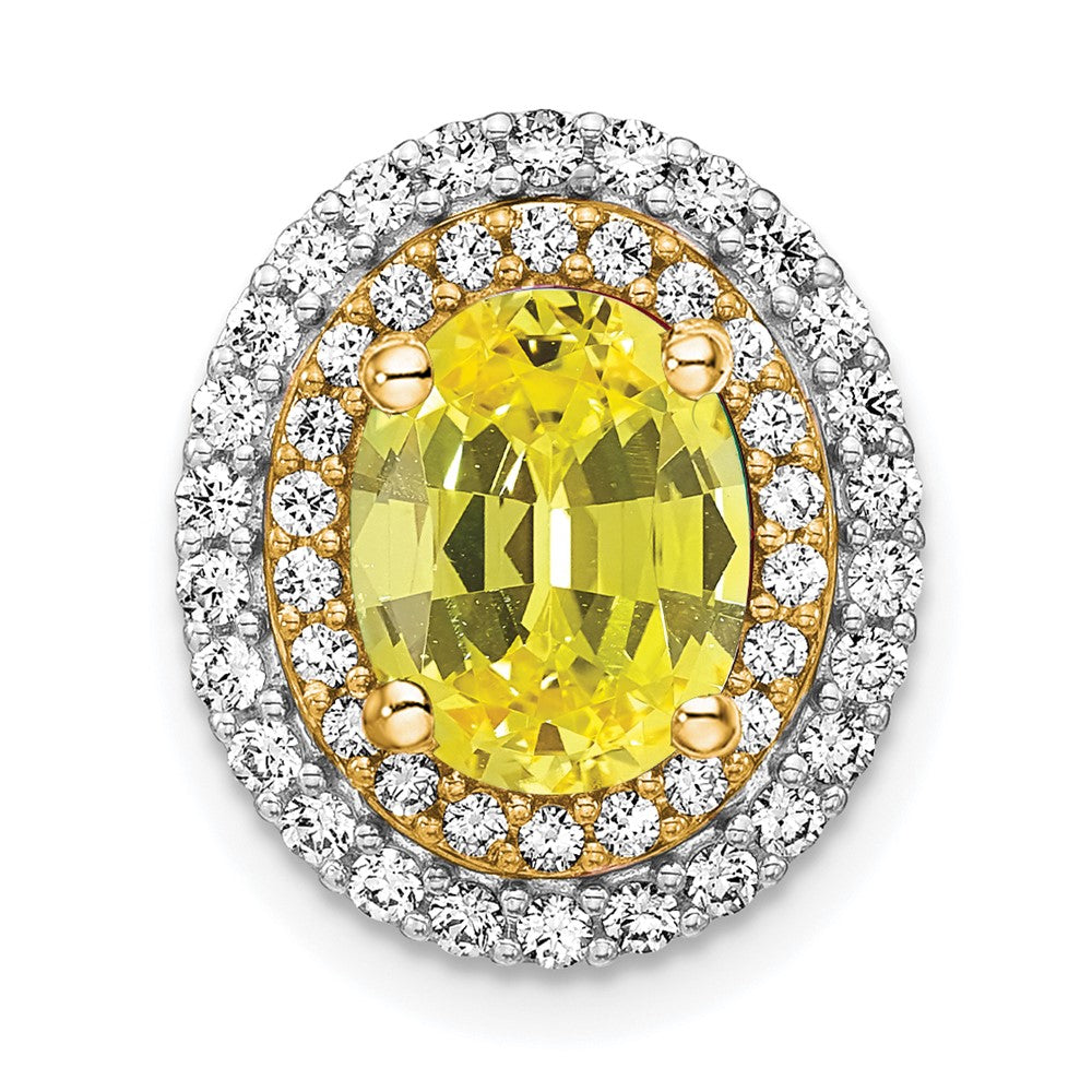 14K Bicolor-Gold Anhänger mit Labor-Diamant und Gelbem Zuchtsaphir