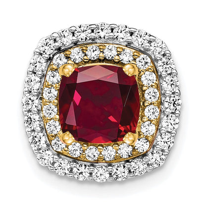 14K Bicolor Kettenanhänger mit 0,5 ct. im Labor gezüchteten Diamanten VS/SI+ G+ und im Labor gezüchteten Rubinen