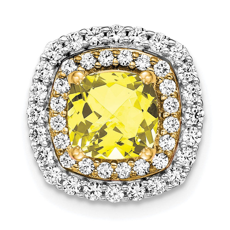 14K Bicolor 0,5 ct. Laborgezüchteter Diamant VS/SI+ G+ und Laborgezüchteter Gelbsaphir Ketten-Gleitanhänger