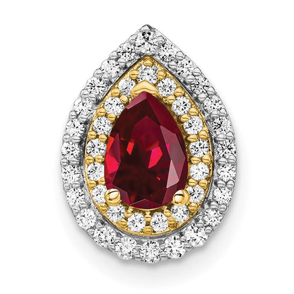14k Two-tone Two Tone 0,5 ct. Lab Grown Diamant VS/SI+ G+ and Lab Created Ruby Chain Slide Pendant