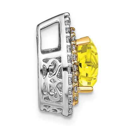 14K Bicolor Gleitanhänger an Kette mit 0,5 ct. Laborgezüchtetem Diamant VS/SI+ G+ und Laborgezüchtetem Gelbem Saphir