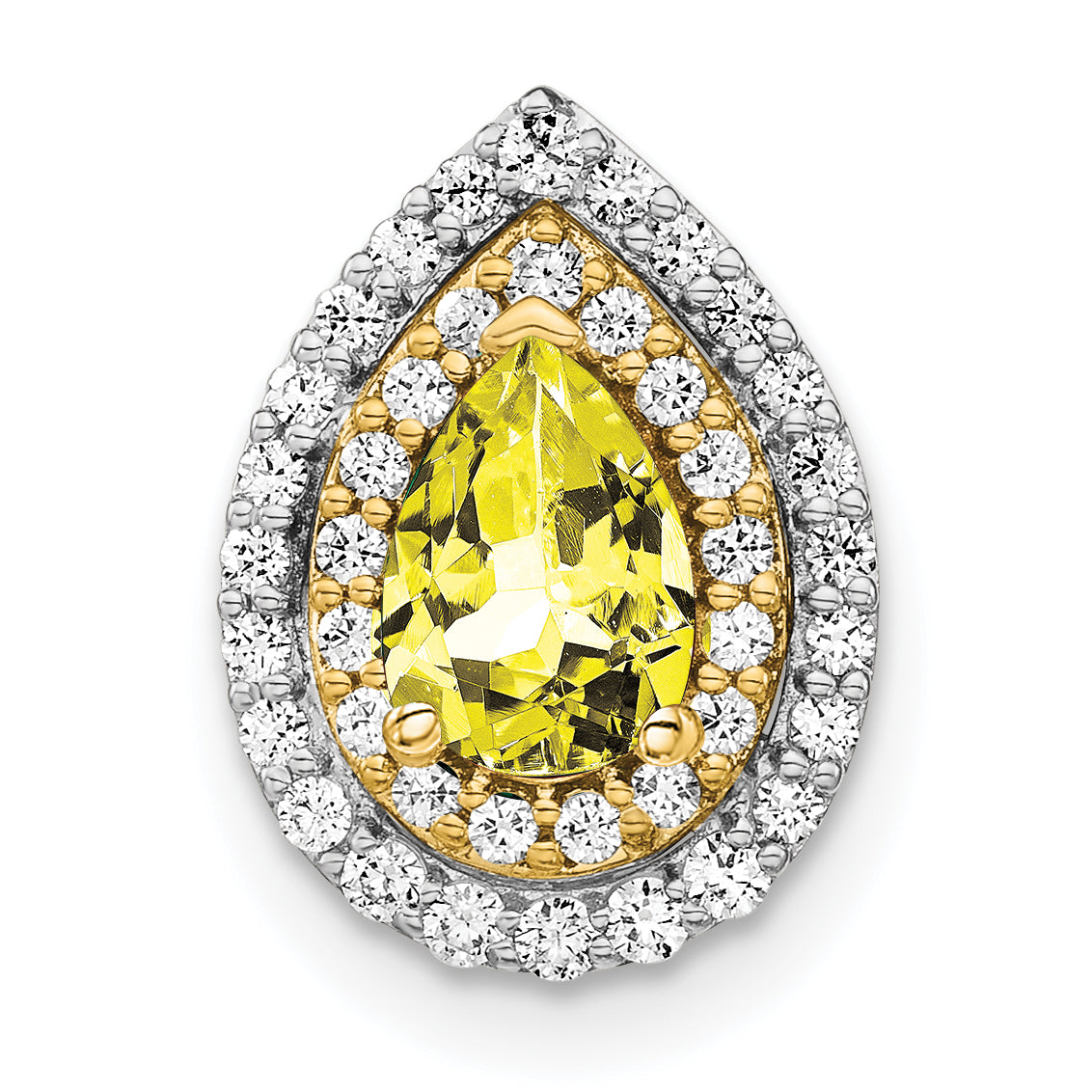 14K Bicolor Gleitanhänger an Kette mit 0,5 ct. Laborgezüchtetem Diamant VS/SI+ G+ und Laborgezüchtetem Gelbem Saphir