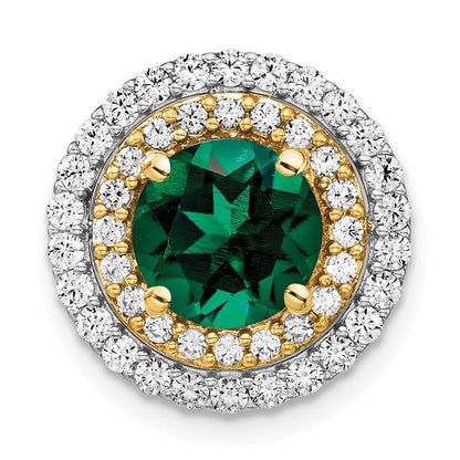 14K Bicolor 0,625 ct. Laborgezüchteter Diamant VS/SI+ G+ und Labor-Smaragd Kettengleitanhänger