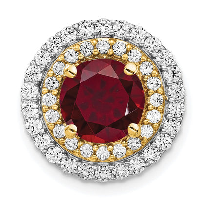 14K Bicolor 0,625 ct. Laborgezüchteter Diamant VS/SI+ G+ und Laborgezüchteter Rubin Kettengleitanhänger