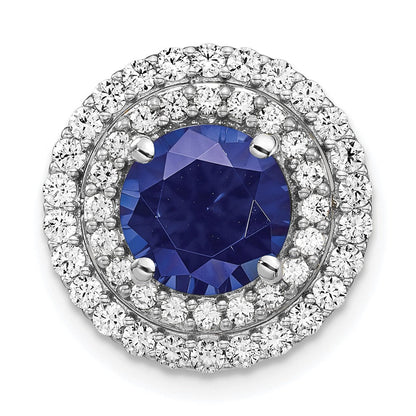 14K Weißgold Anhänger mit im Labor gezüchteten Diamanten VS/SI FGH und gezüchteten blauen Saphiren
