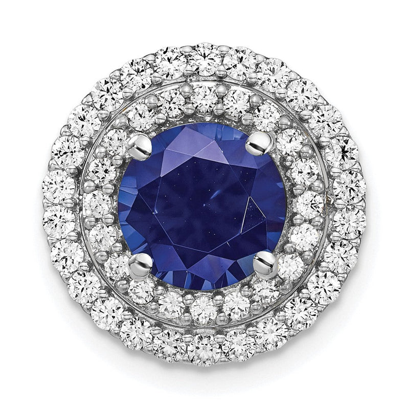 14K Weißgold Anhänger mit im Labor gezüchteten Diamanten VS/SI FGH und gezüchteten blauen Saphiren