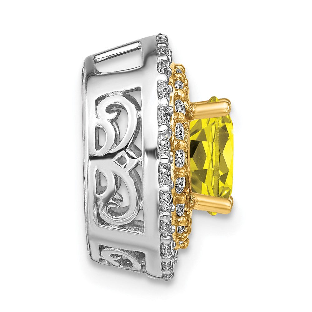 14K Bicolor Kettenanhänger zum Aufschieben mit 0,625 ct. im Labor gezüchteten Diamanten VS/SI+ G+ und im Labor gezüchteten gelben Saphiren