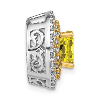 14K Bicolor Kettenanhänger zum Aufschieben mit 0,625 ct. im Labor gezüchteten Diamanten VS/SI+ G+ und im Labor gezüchteten gelben Saphiren