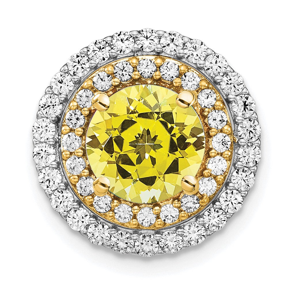 14K Bicolor Kettenanhänger zum Aufschieben mit 0,625 ct. im Labor gezüchteten Diamanten VS/SI+ G+ und im Labor gezüchteten gelben Saphiren