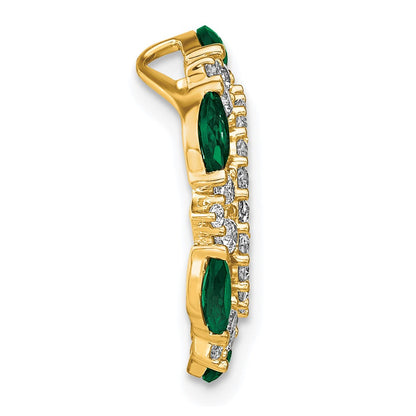 14K Gelbgold 0,625 ct. Laborgezüchteter Diamant VS/SI+ G+ und Laborerzeugter Smaragd Kettengleitanhänger