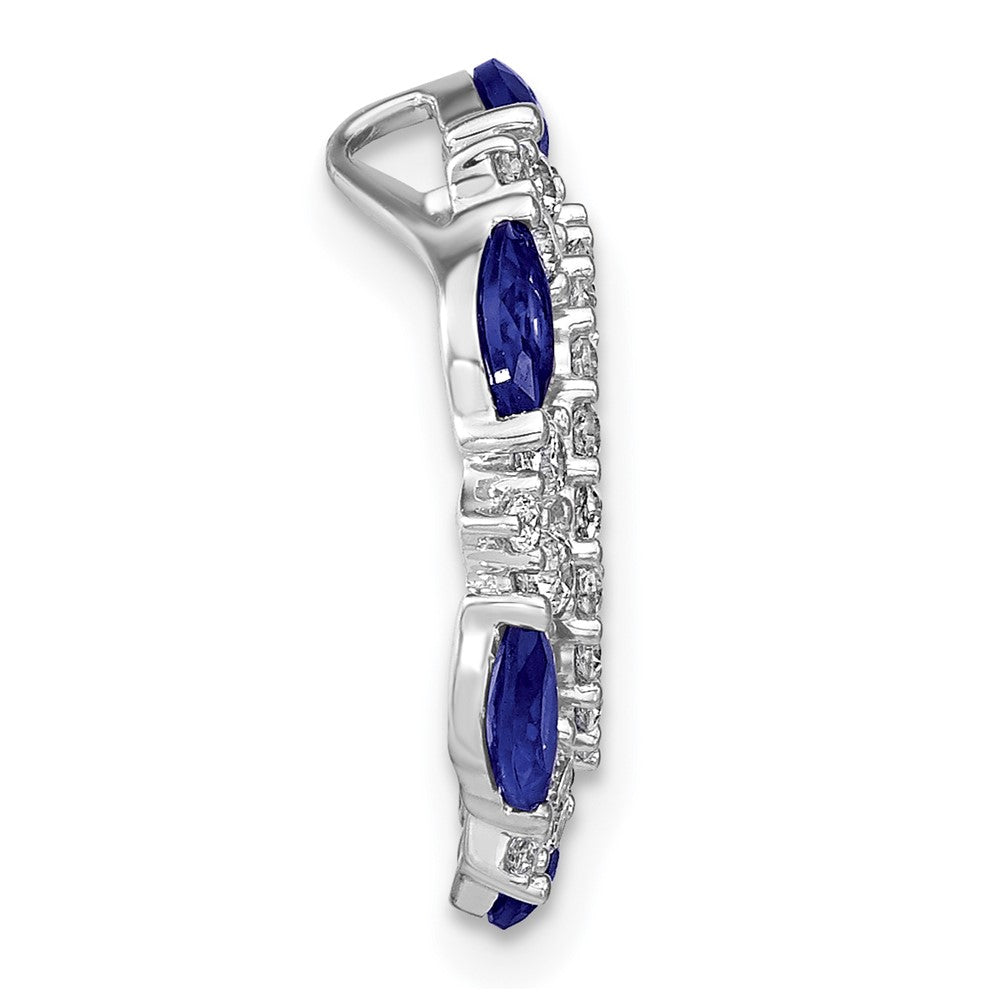 14K Weißgold 0,625 ct. Laborgezüchteter Diamant VS/SI+ G+ und Laborgezüchteter Pink- und Blau-Saphir Ketten-Gleitanhänger