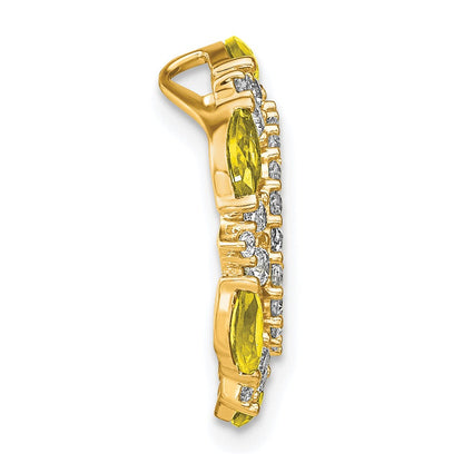 14K Gelbgold 0,625 ct. Laborgezüchteter Diamant VS/SI+ G+ und Laborgezüchteter Saphir Ketten-Gleitanhänger