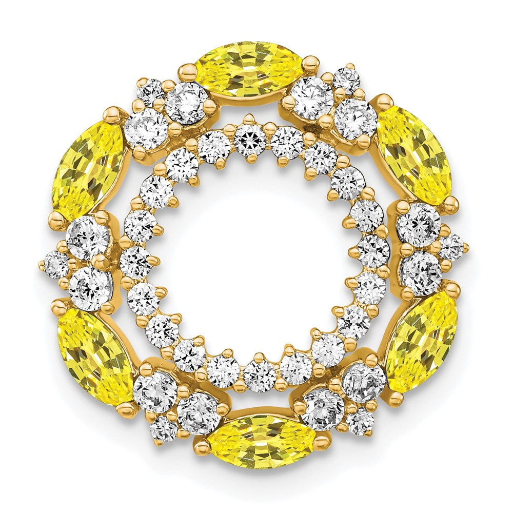 14K Gelbgold 0,625 ct. Laborgezüchteter Diamant VS/SI+ G+ und Laborgezüchteter Saphir Ketten-Gleitanhänger