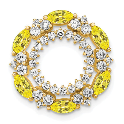 14K Gelbgold 0,625 ct. Laborgezüchteter Diamant VS/SI+ G+ und Laborgezüchteter Saphir Ketten-Gleitanhänger