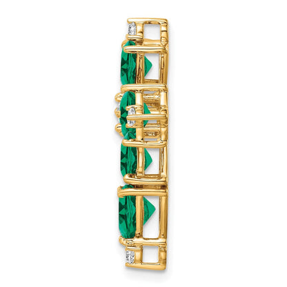 14K Gelbgold Anhänger mit Labor-gezüchteten Diamanten VS/SI FGH und gezüchtetem Smaragd