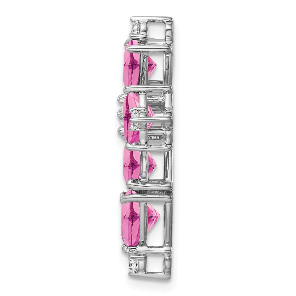 14K Weißgold Anhänger mit im Labor gezüchtetem echtem Diamant und gezüchtetem rosa Saphir