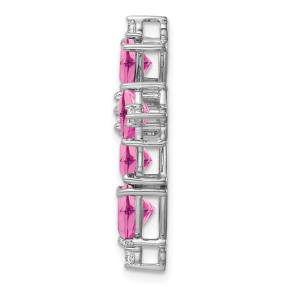 14K Weißgold Anhänger mit im Labor gezüchtetem echtem Diamant und gezüchtetem rosa Saphir