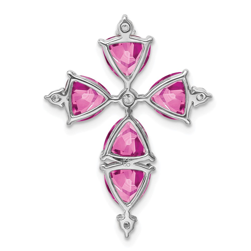 14K Weißgold Anhänger mit im Labor gezüchtetem echtem Diamant und gezüchtetem rosa Saphir