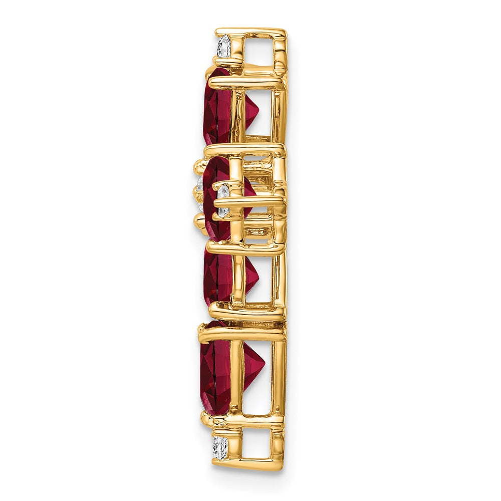 14K Gelbgold 0,2 ct. Laborgezüchteter Diamant VS/SI+ G+ und Laborgezüchteter Rubin Ketten-Gleitanhänger