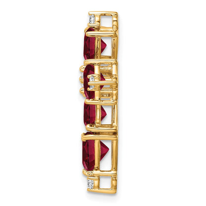 14K Gelbgold 0,2 ct. Laborgezüchteter Diamant VS/SI+ G+ und Laborgezüchteter Rubin Ketten-Gleitanhänger