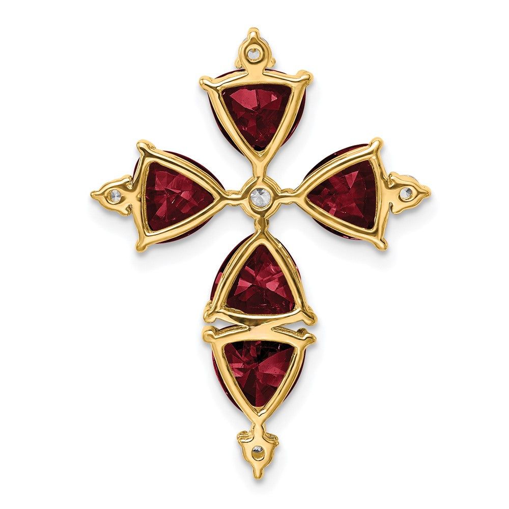 14K Gelbgold 0,2 ct. Laborgezüchteter Diamant VS/SI+ G+ und Laborgezüchteter Rubin Ketten-Gleitanhänger