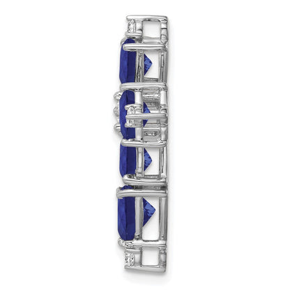 14K Weißgold 0,2 ct. Laborgezüchteter Diamant VS/SI+ G+ und Laborgezüchteter Blauer Saphir Kettengleitanhänger