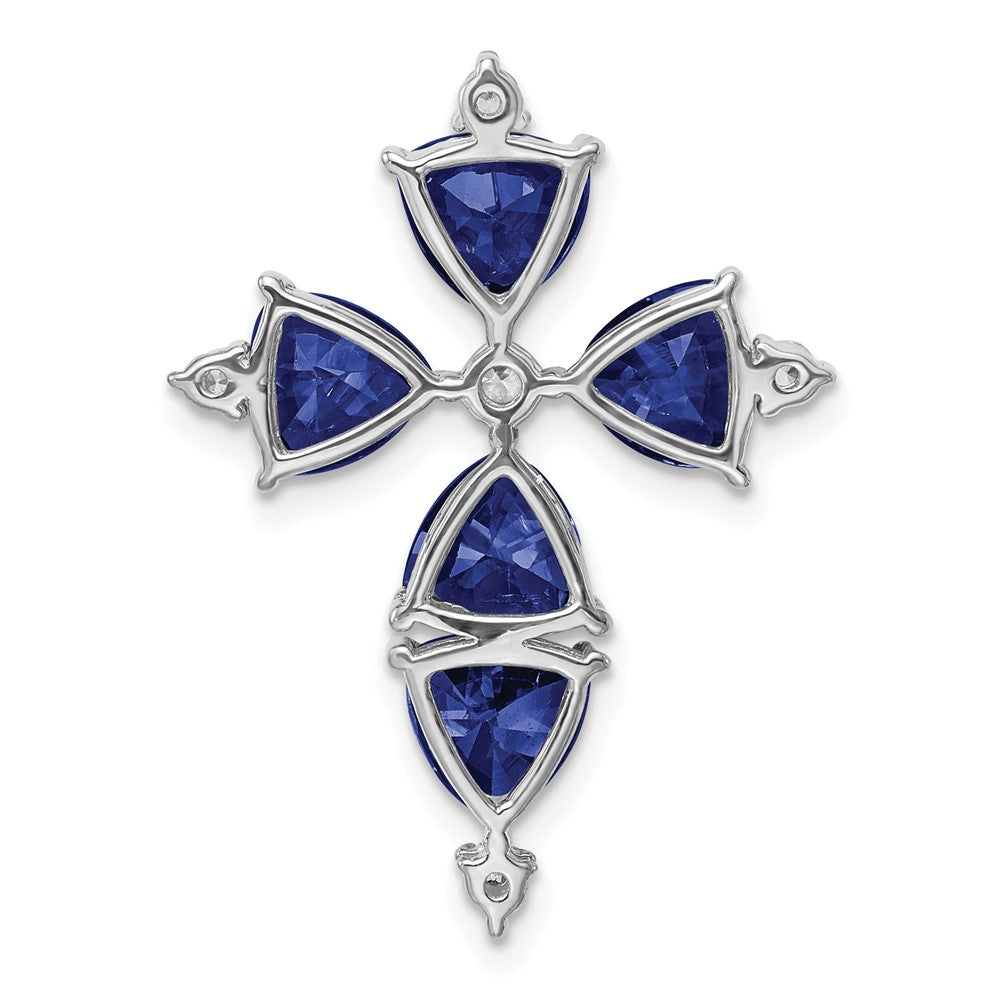 14K Weißgold 0,2 ct. Laborgezüchteter Diamant VS/SI+ G+ und Laborgezüchteter Blauer Saphir Kettengleitanhänger