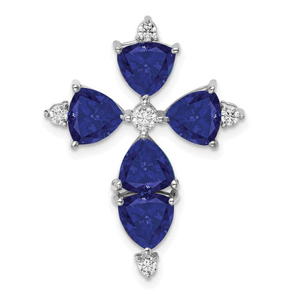 14K Weißgold 0,2 ct. Laborgezüchteter Diamant VS/SI+ G+ und Laborgezüchteter Blauer Saphir Kettengleitanhänger