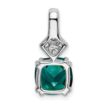 14K Weißgold Anhänger mit Labor gezüchtetem echtem Diamant und gezüchtetem Alexandrit