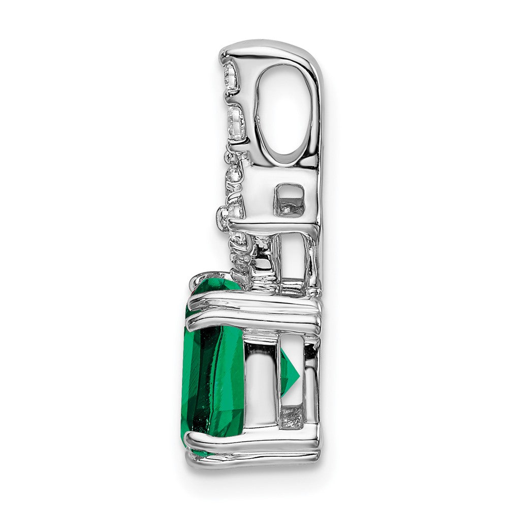 14K Weißgold 0,2 ct. Laborgezüchteter Diamant VS/SI+ G+ und Laborerzeugter Smaragd Anhänger