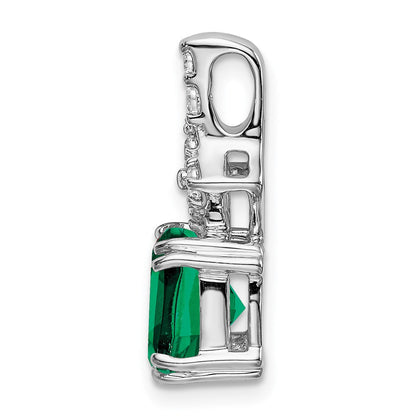 14K Weißgold 0,2 ct. Laborgezüchteter Diamant VS/SI+ G+ und Laborerzeugter Smaragd Anhänger