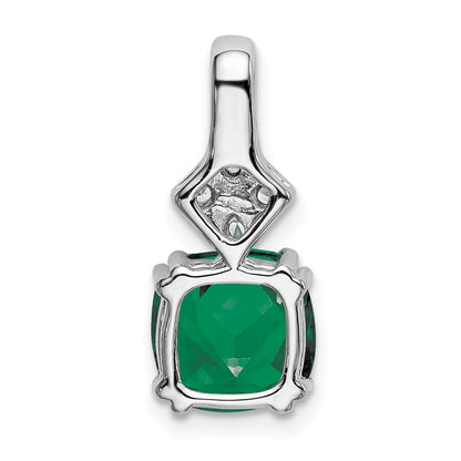 14K Weißgold 0,2 ct. Laborgezüchteter Diamant VS/SI+ G+ und Laborerzeugter Smaragd Anhänger
