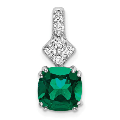 14K Weißgold 0,2 ct. Laborgezüchteter Diamant VS/SI+ G+ und Laborerzeugter Smaragd Anhänger