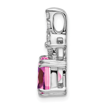 14K Weißgold Anhänger mit 0,2 ct. im Labor gezüchtetem Diamant VS/SI+ G+ und im Labor gezüchtetem Pink-Saphir