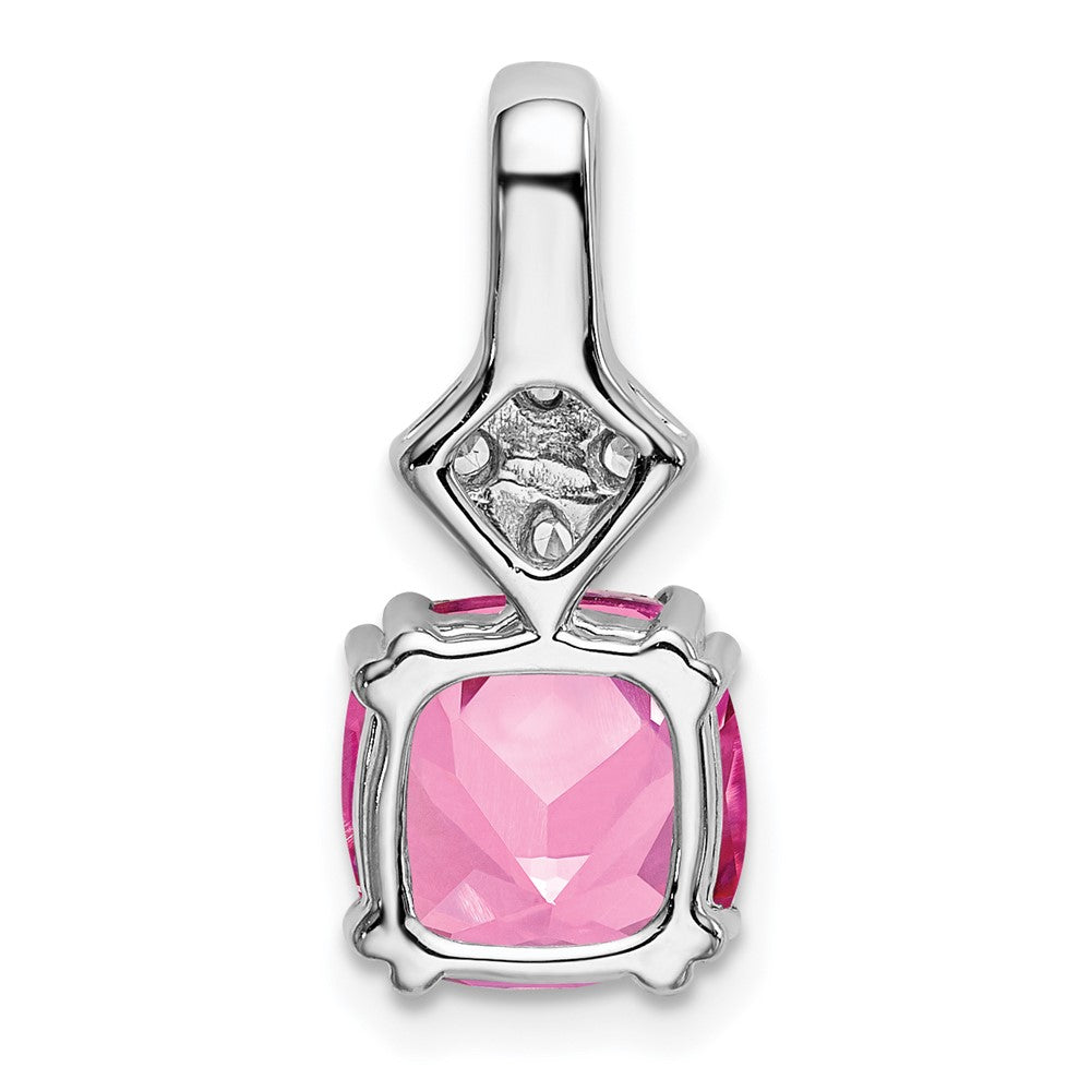 14K Weißgold Anhänger mit 0,2 ct. im Labor gezüchtetem Diamant VS/SI+ G+ und im Labor gezüchtetem Pink-Saphir