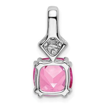 14K Weißgold Anhänger mit 0,2 ct. im Labor gezüchtetem Diamant VS/SI+ G+ und im Labor gezüchtetem Pink-Saphir