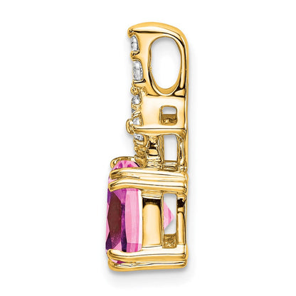 14K Gelbgold Anhänger mit im Labor gezüchtetem echtem Diamanten und gezüchtetem rosa Saphir