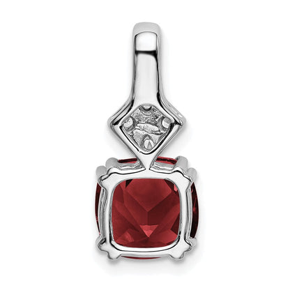14K Weißgold Anhänger mit im Labor gezüchtetem echtem Diamant und gezüchtetem Rubin