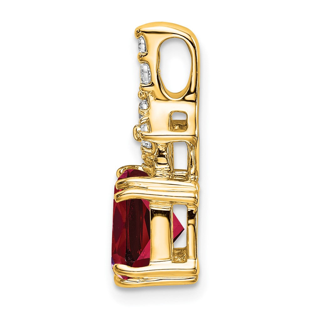 14K Gelbgold Anhänger mit 0,2 ct. im Labor gezüchtetem Diamant VS/SI+ G+ und im Labor gezüchtetem Rubin