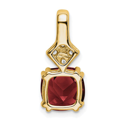 14K Gelbgold Anhänger mit 0,2 ct. im Labor gezüchtetem Diamant VS/SI+ G+ und im Labor gezüchtetem Rubin